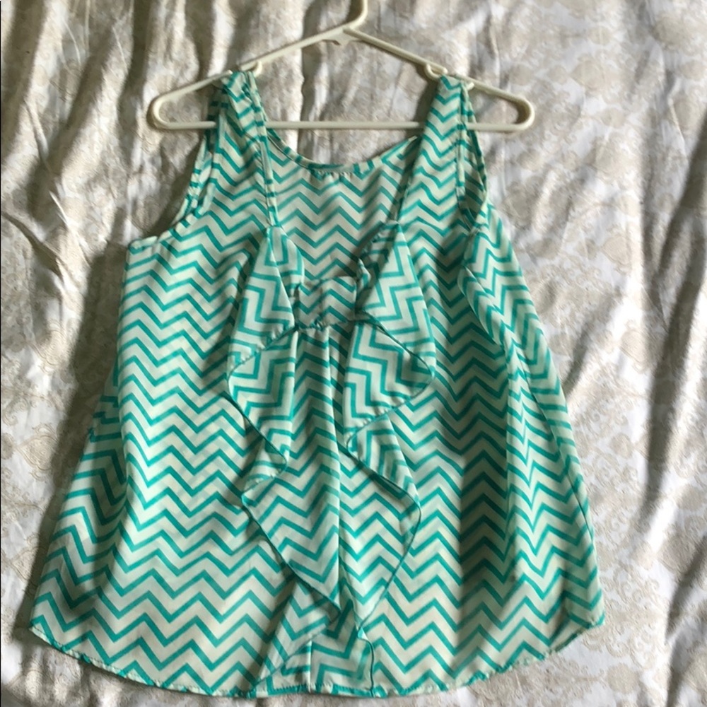 Green and white chevron top